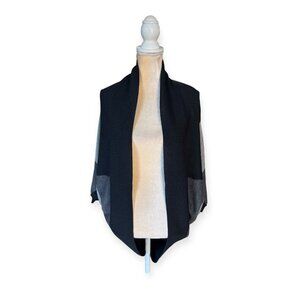 Trina Turk Striped Gray Cardigan Sweater Size M Medium Merino Wool